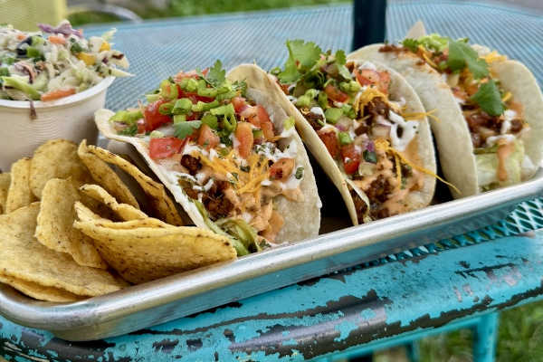 Fresh vegan tacos from Kelley Farm Kitchen