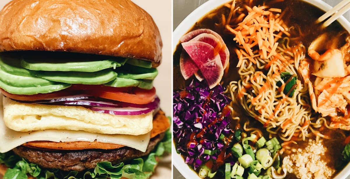 juicy vegetarian sandwich and ramen from Kelley Farm Kitchen