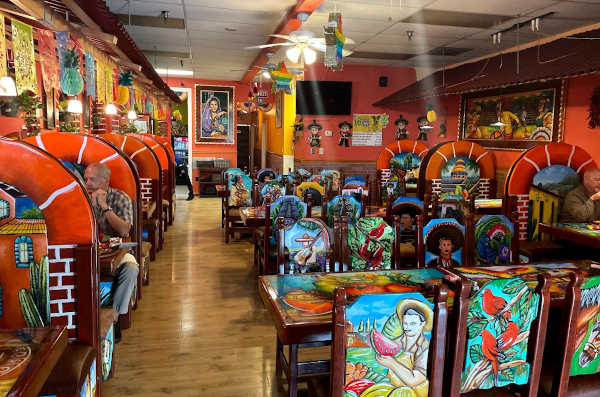 The colorful interior of Mi Degollado Restaurant in Charles Town, WV