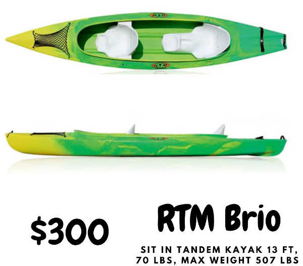 Used tandem RTM Brio kayak and specifications